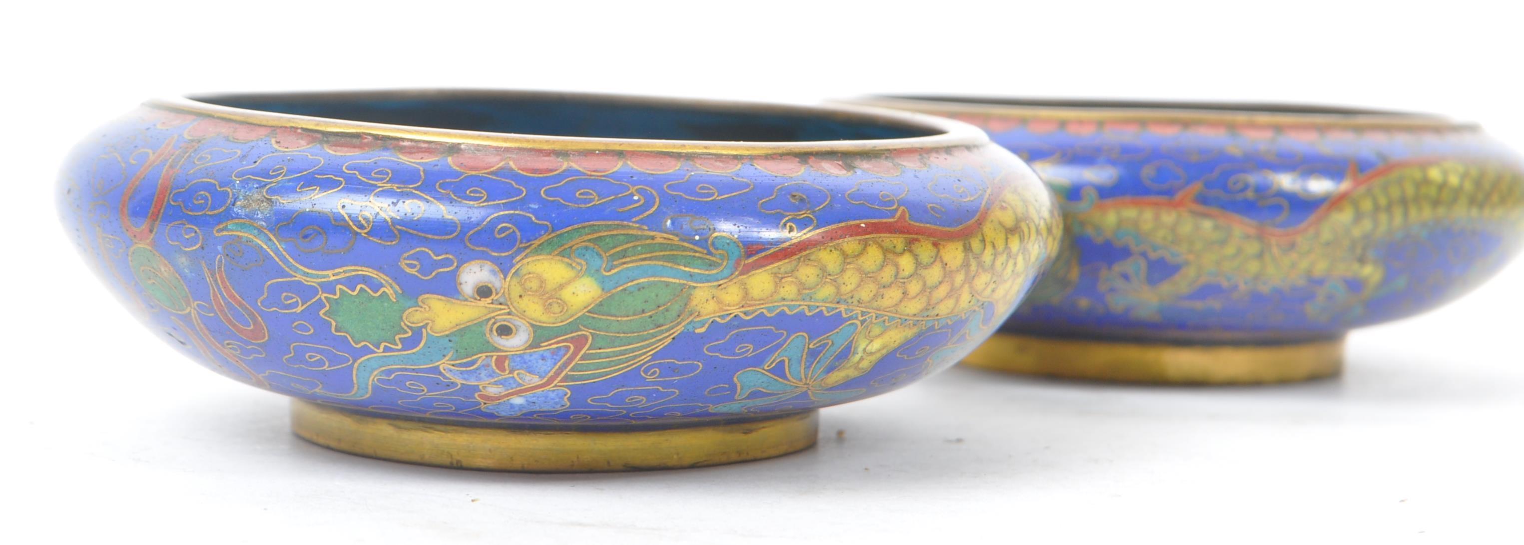 TWO 1920S CHINESE ENAMEL CLOISONNE DISHES - Image 2 of 4