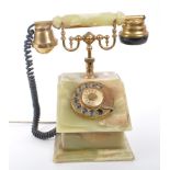 VINTAGE CIRCA. 1930S ONYX AND BRASS ROTARY DIAL TELEPHONE