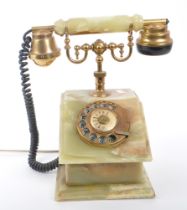 VINTAGE CIRCA. 1930S ONYX AND BRASS ROTARY DIAL TELEPHONE