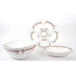 ROYAL WORCESTER - THREE CHINA PIECES IN HOLLY RIBBONS PATTERN