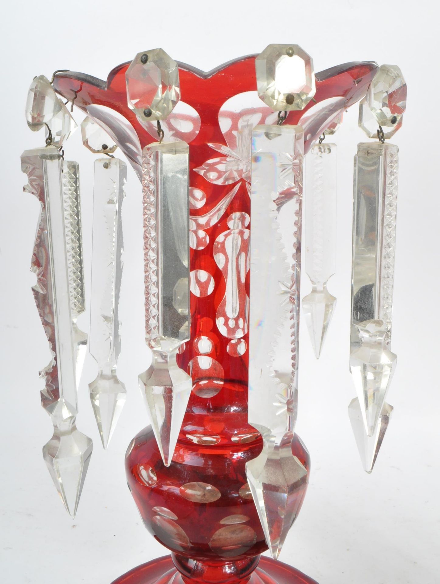 COLLECTION OF FOUR BOHEMIAN CUT GLASS LUSTRE VASES - Image 6 of 10