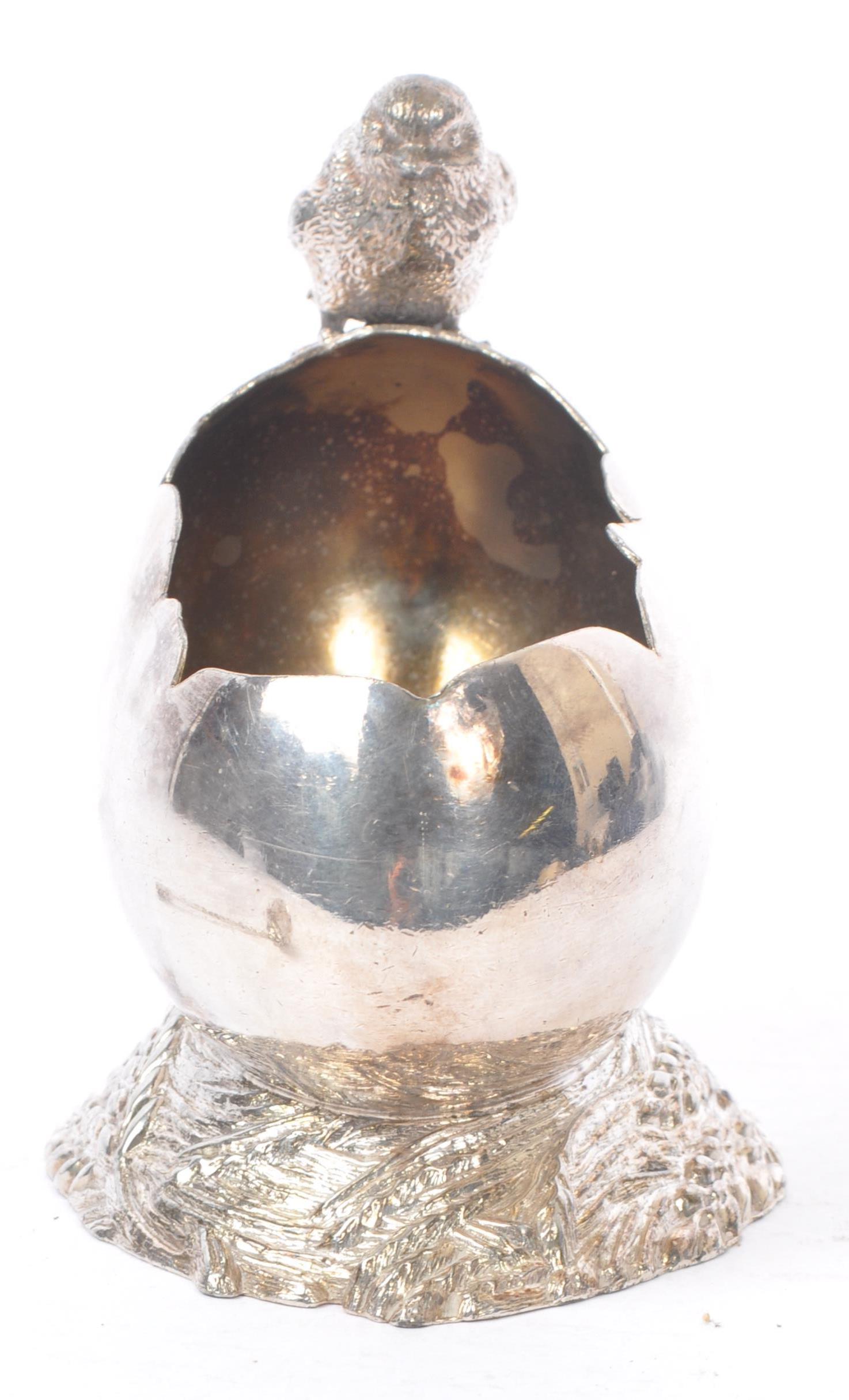 ART DECO SILVER PLATE CHICK AND EGG SALT CELLAR - Image 2 of 7