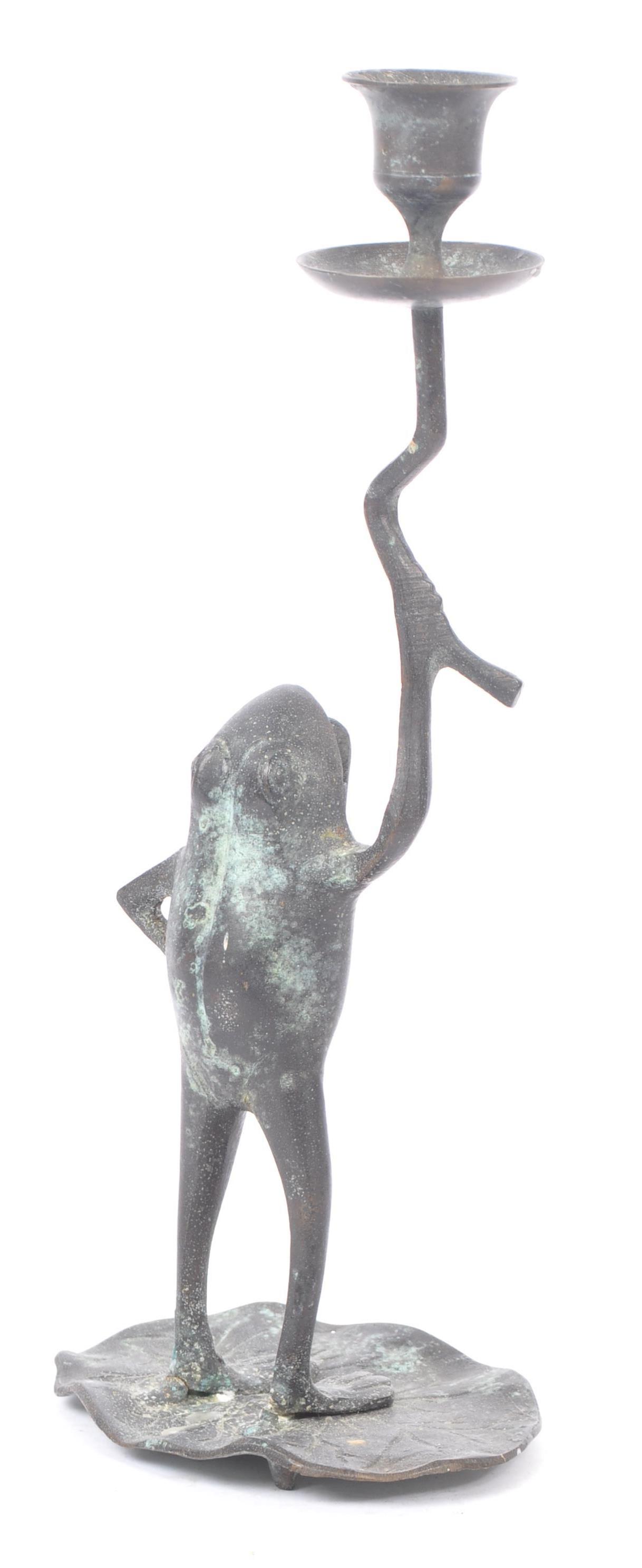 BRONZE HOLLOW FROG CANDLESTICK HOLDER - Image 3 of 7