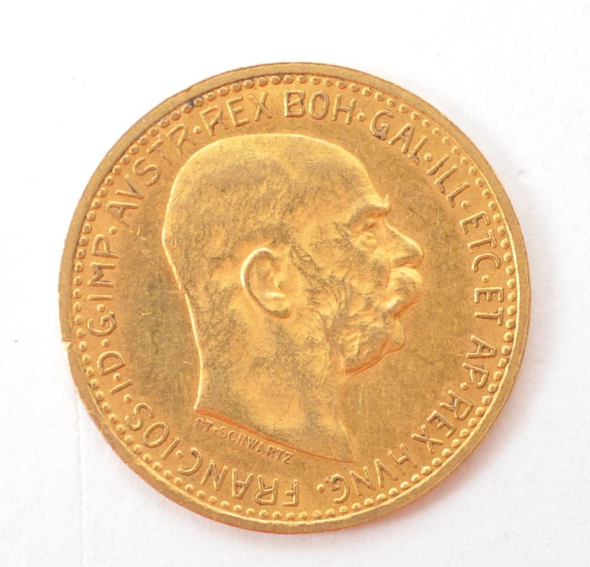 AUSTRIAN 1910 10 CORONA FRANZ JOSEPH 900 GOLD COIN