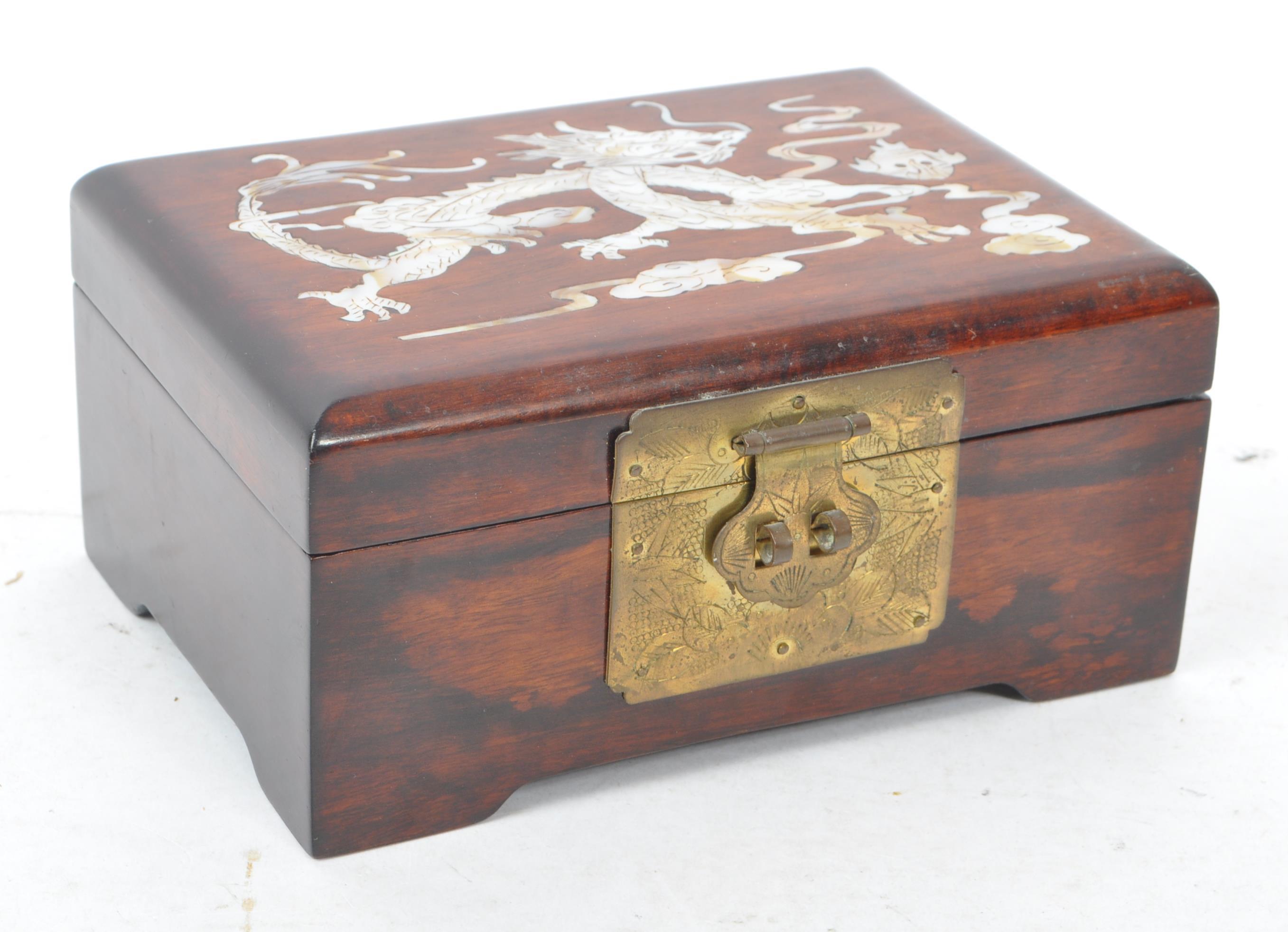 TWO 20TH CENTURY CHINESE ASIAN INLAID JEWELLERY BOXES - Image 6 of 8