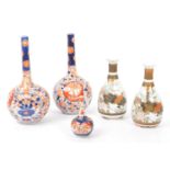 FIVE JAPANESE PORCELAIN VASES - SATSUMA & IMARI