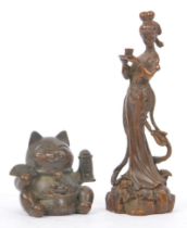 TWO CHINESE BRONZE FIGURE ORNAMENTS
