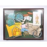 EQUESTRIAN INTEREST - GLASS DISPLAY CASE W/ HORSE RACING ITEMS