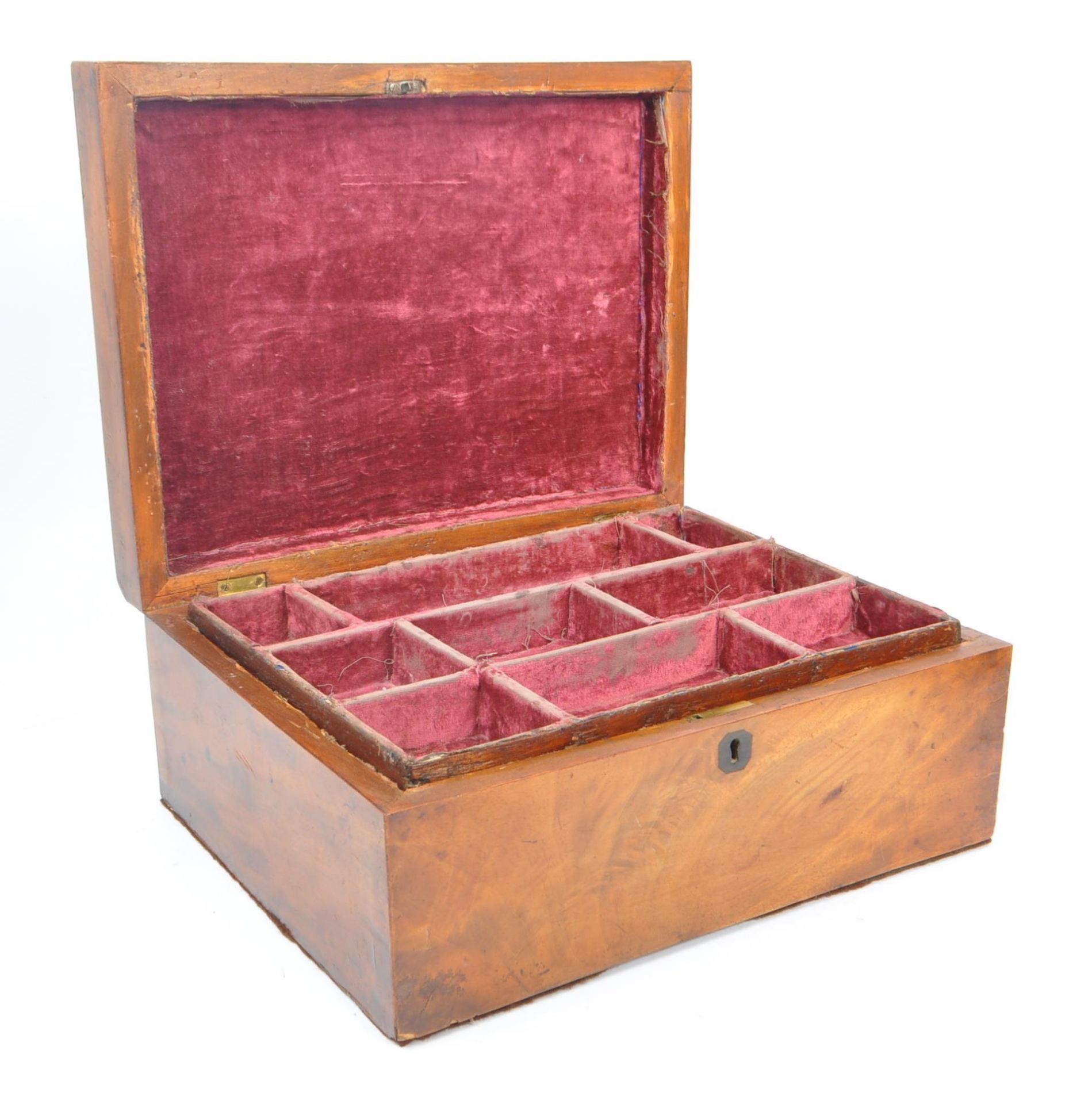 VICTORIAN INLAID VENEER JEWELLERY BOX AND ANOTHER - Image 4 of 7