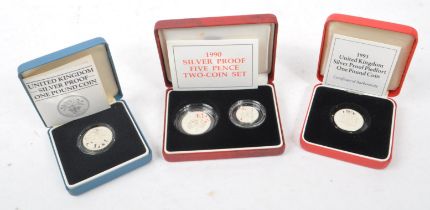 THE ROYAL MINT - UNITED KINGDOM - GROUP OF SILVER PROOF COINS