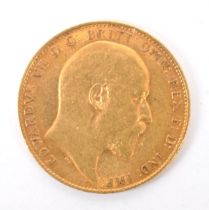 1909 EDWARD VII GOLD FULL SOVEREIGN COIN