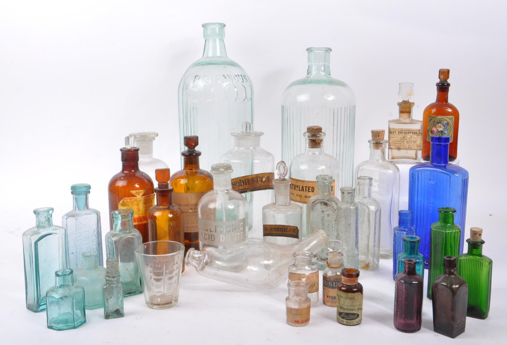 A large collection of 19th and 20th century glass bottles. The collection consisting of a variety of