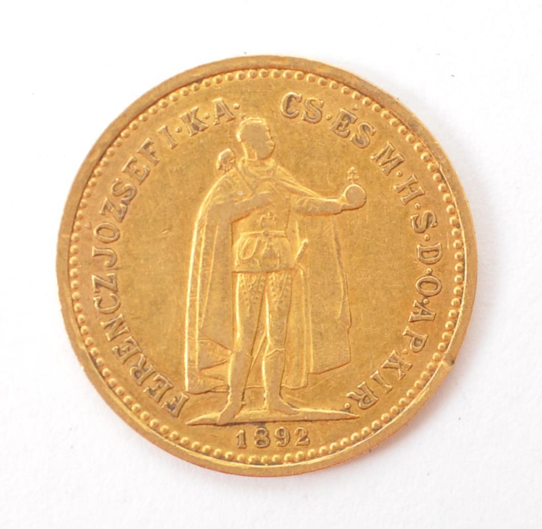 19TH CENTURY HUNGARIAN JOSEPH I 1892 900 10 KORONA GOLD COIN