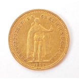 19TH CENTURY HUNGARIAN JOSEPH I 1892 900 10 KORONA GOLD COIN