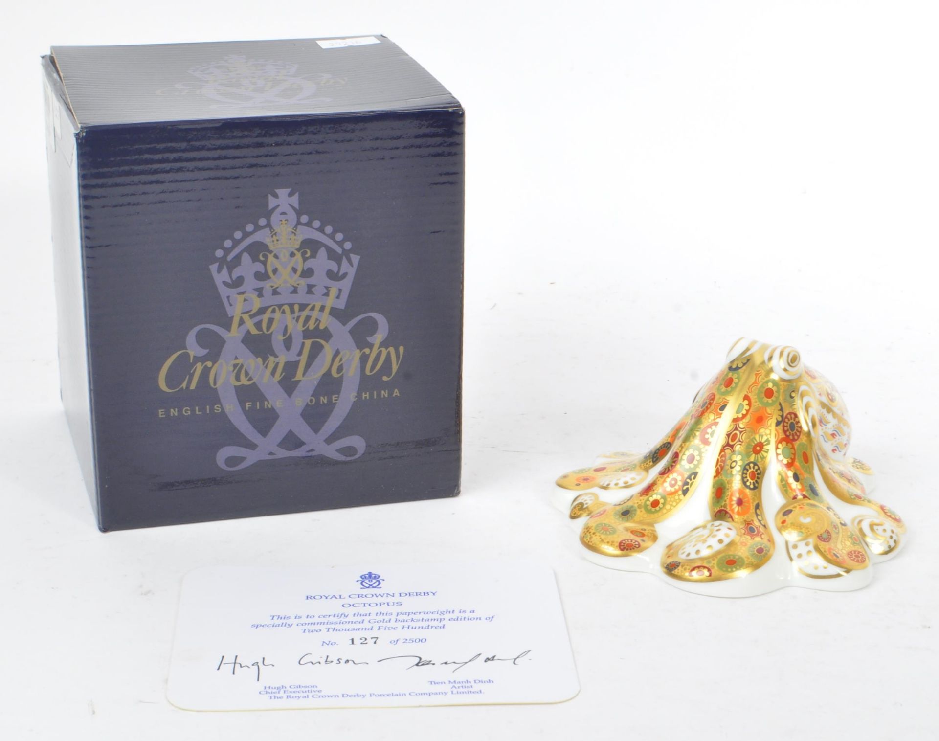 ROYAL CROWN DERBY - OCTOPUS GOLD SIGNATURE PAPERWEIGHT