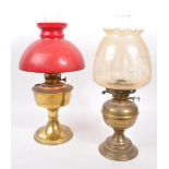 TWO VINTAGE 20TH CENTURY BRASS TABLE OIL LAMPS