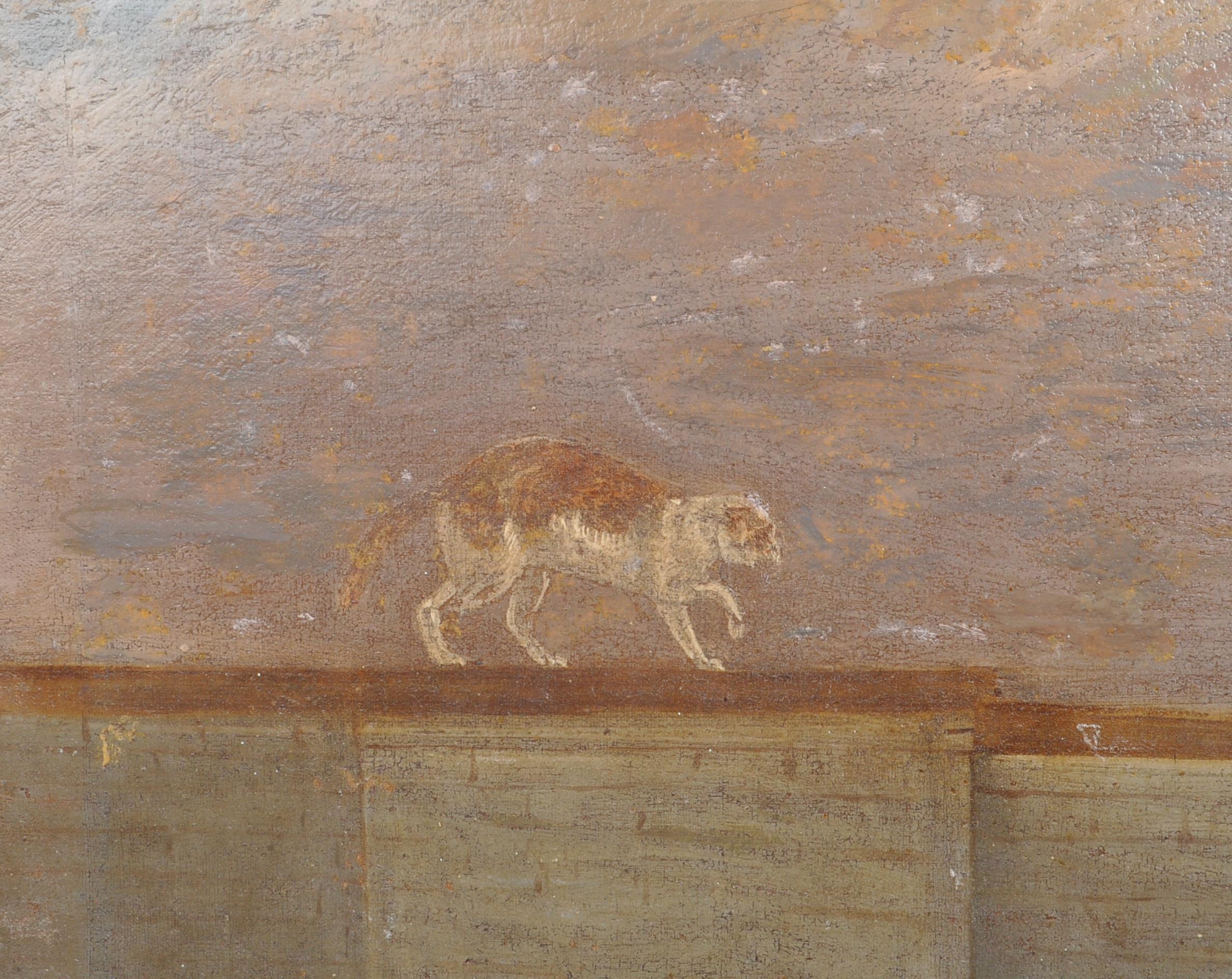 BRITISH SCHOOL - 19TH CENTURY OIL ON CANVAS DEPICTING CAT & DOG - Image 2 of 4