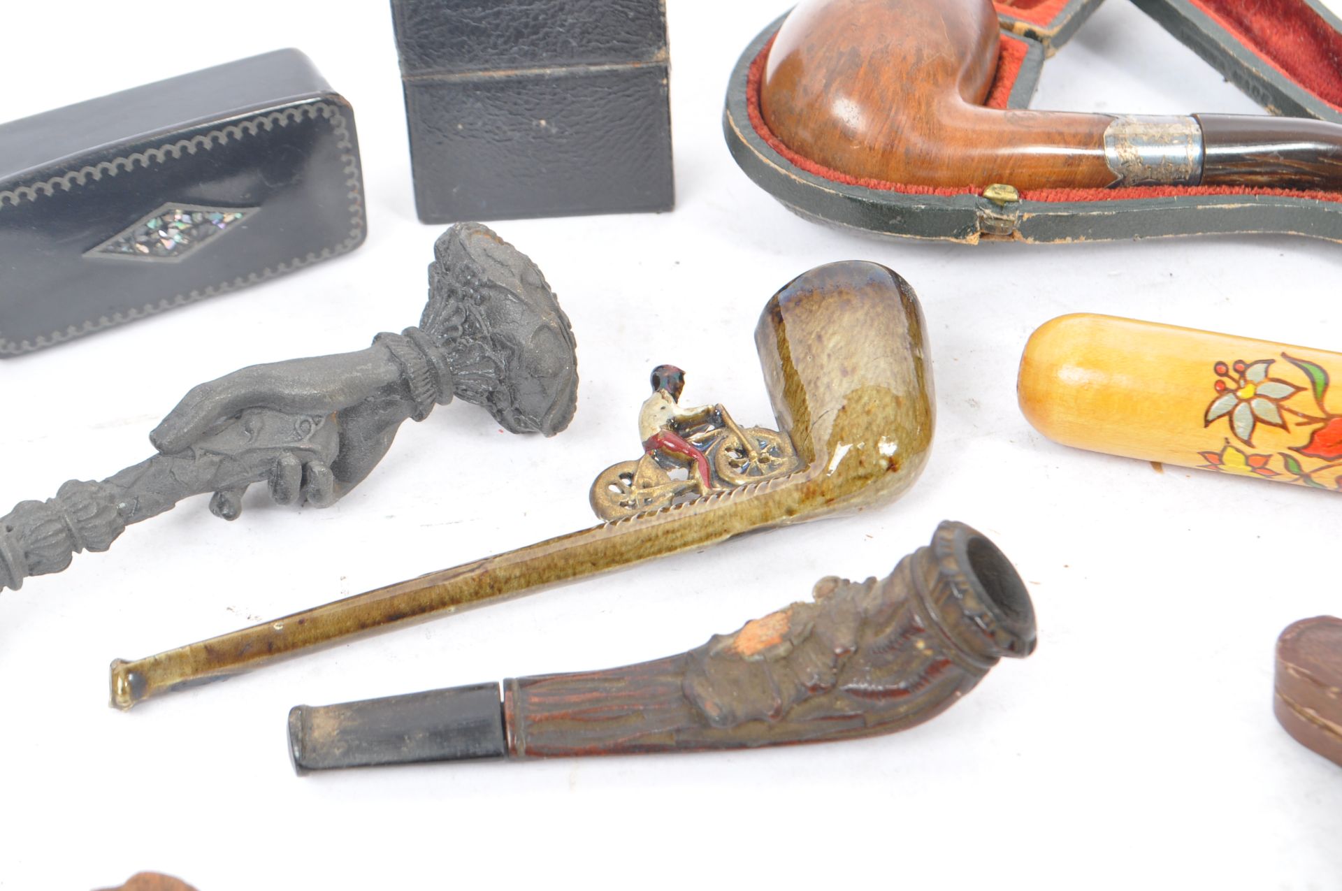 COLLECTION OF 19TH CENTURY SMOKING PIPES W OTHER ITEMS - Image 6 of 10