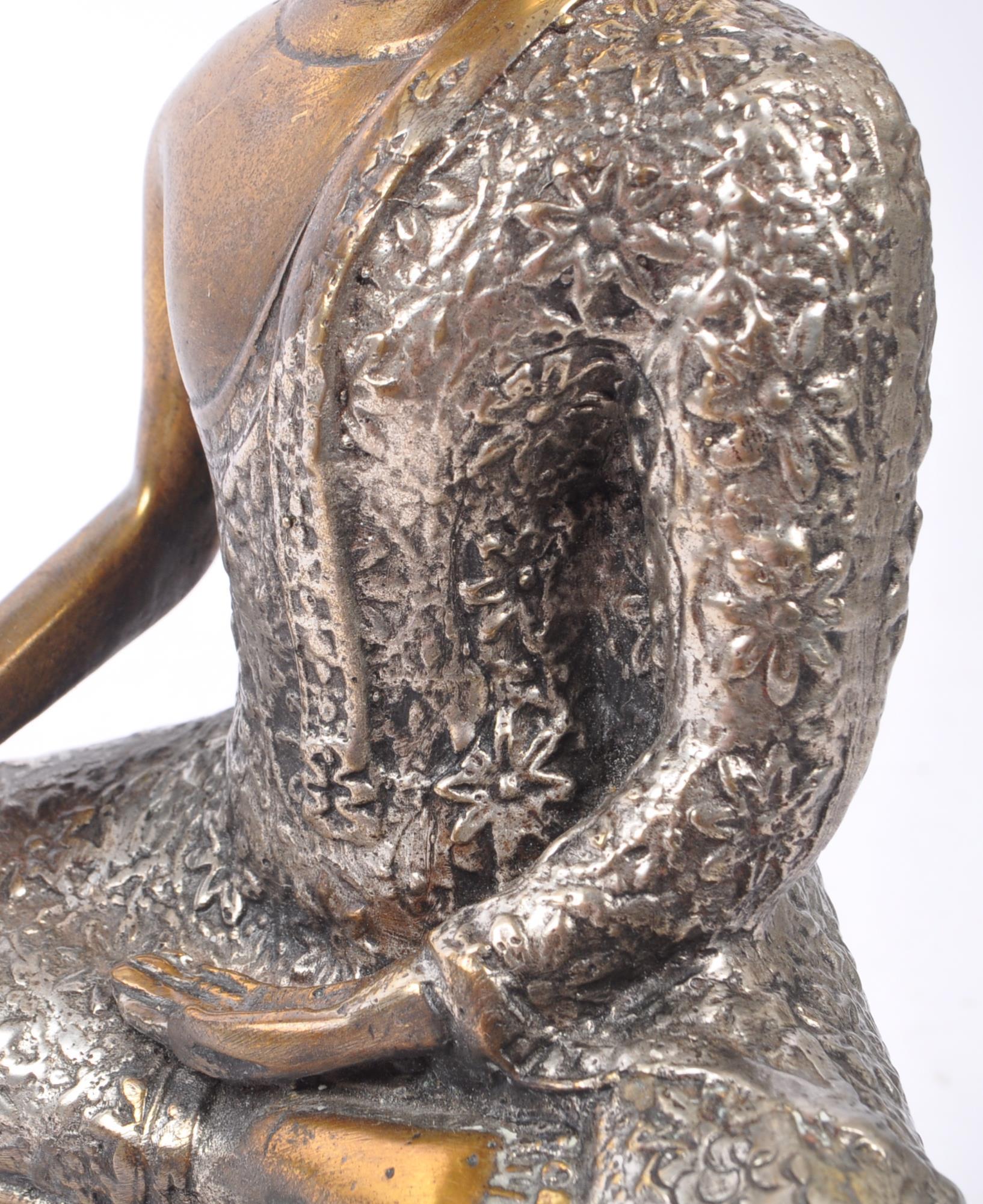 PAINTED GOLD AND SILVER BRONZE BUDDHA FIGURE - Image 7 of 7