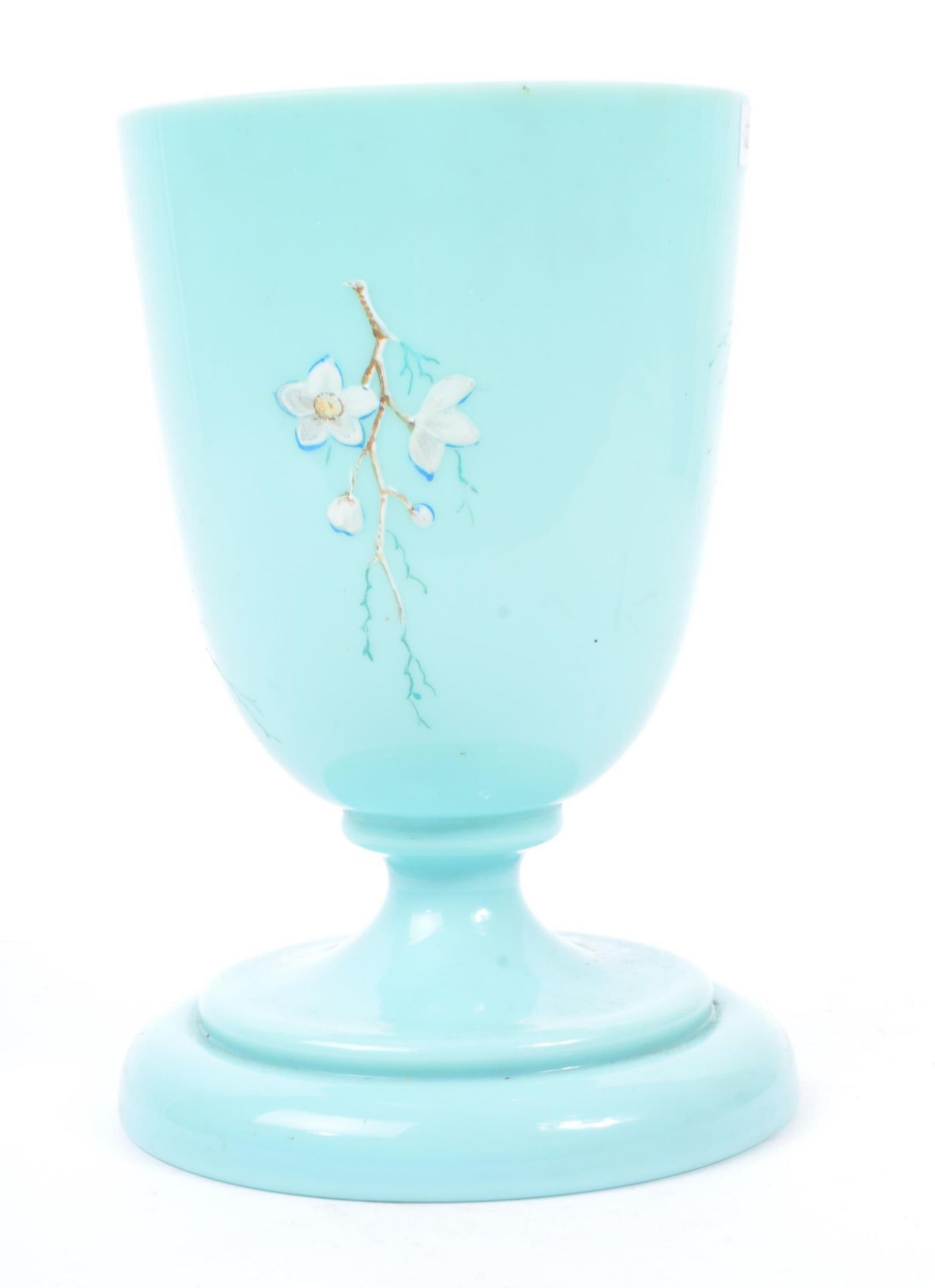 19TH CENTURY BLUE OPAQUE GLASS HAND PAINTED VASE - Bild 3 aus 7