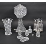 20TH CENTURY CRYSTAL CUT GLASS LAMP WITH VASE
