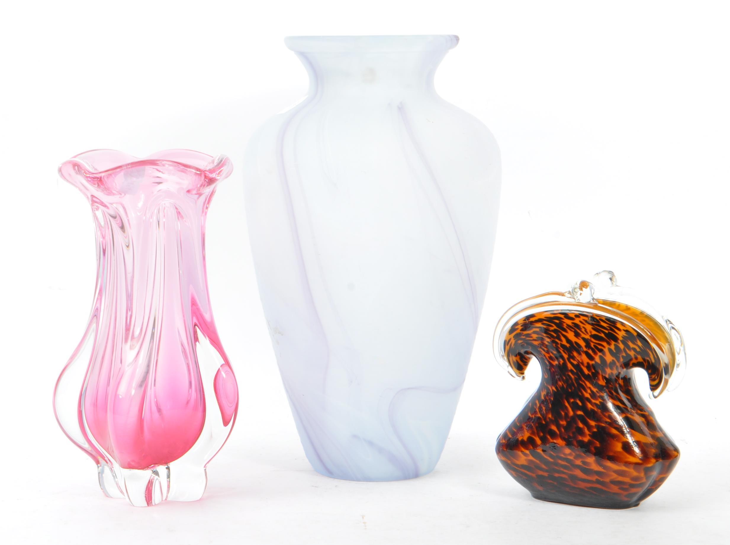 COLLECTION OF THREE STUDIO ART GLASS VASES