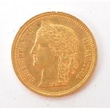 LATE 19TH CENTURY 1886 SWISS 20 FRANC GOLD COIN