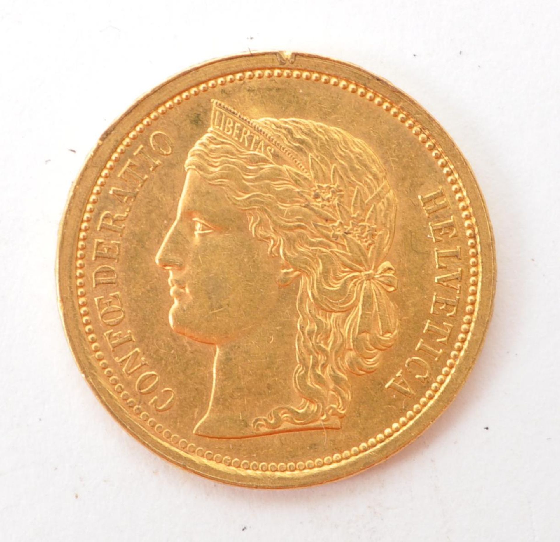 LATE 19TH CENTURY 1886 SWISS 20 FRANC GOLD COIN