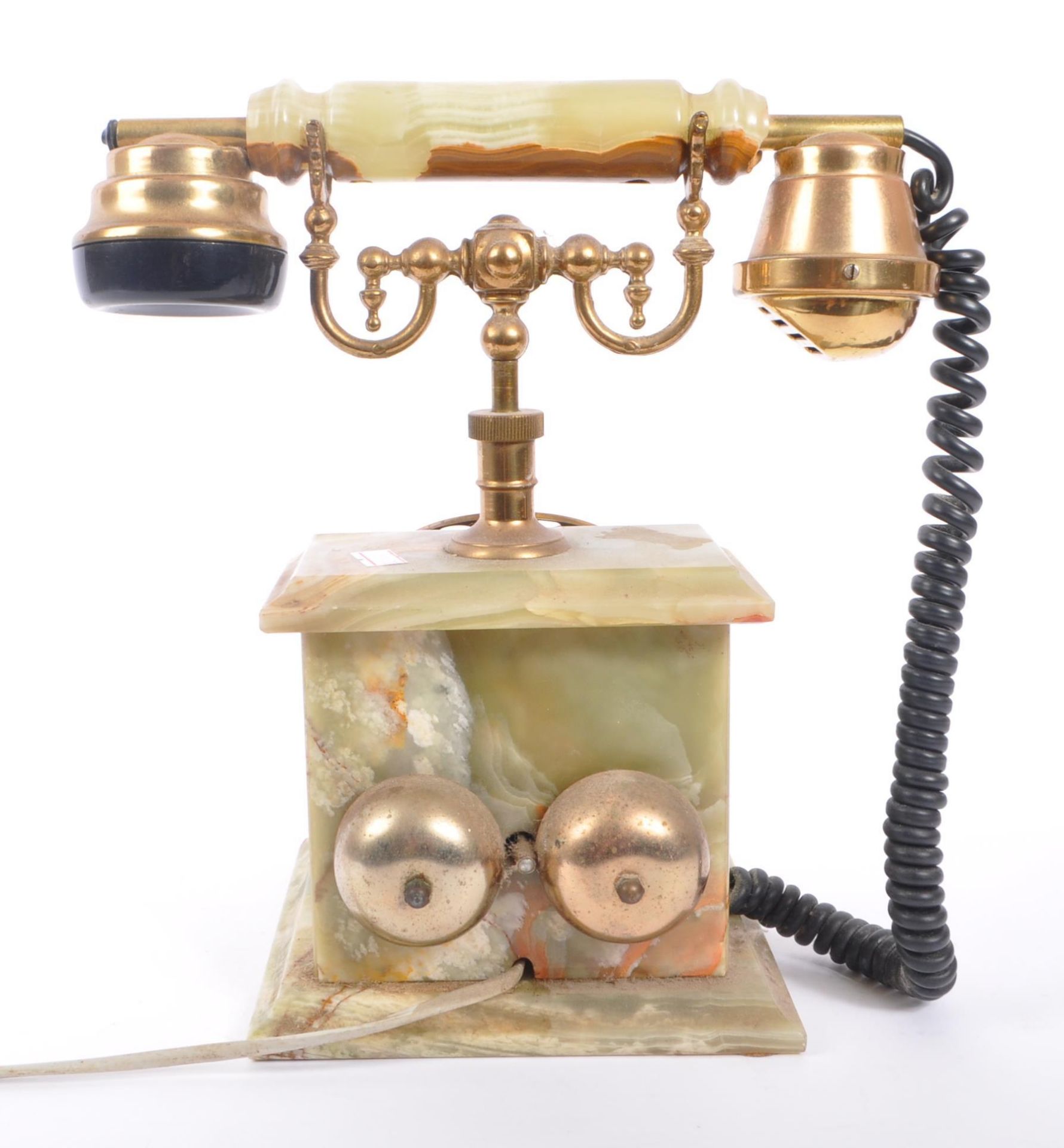 VINTAGE CIRCA. 1930S ONYX AND BRASS ROTARY DIAL TELEPHONE - Image 3 of 6