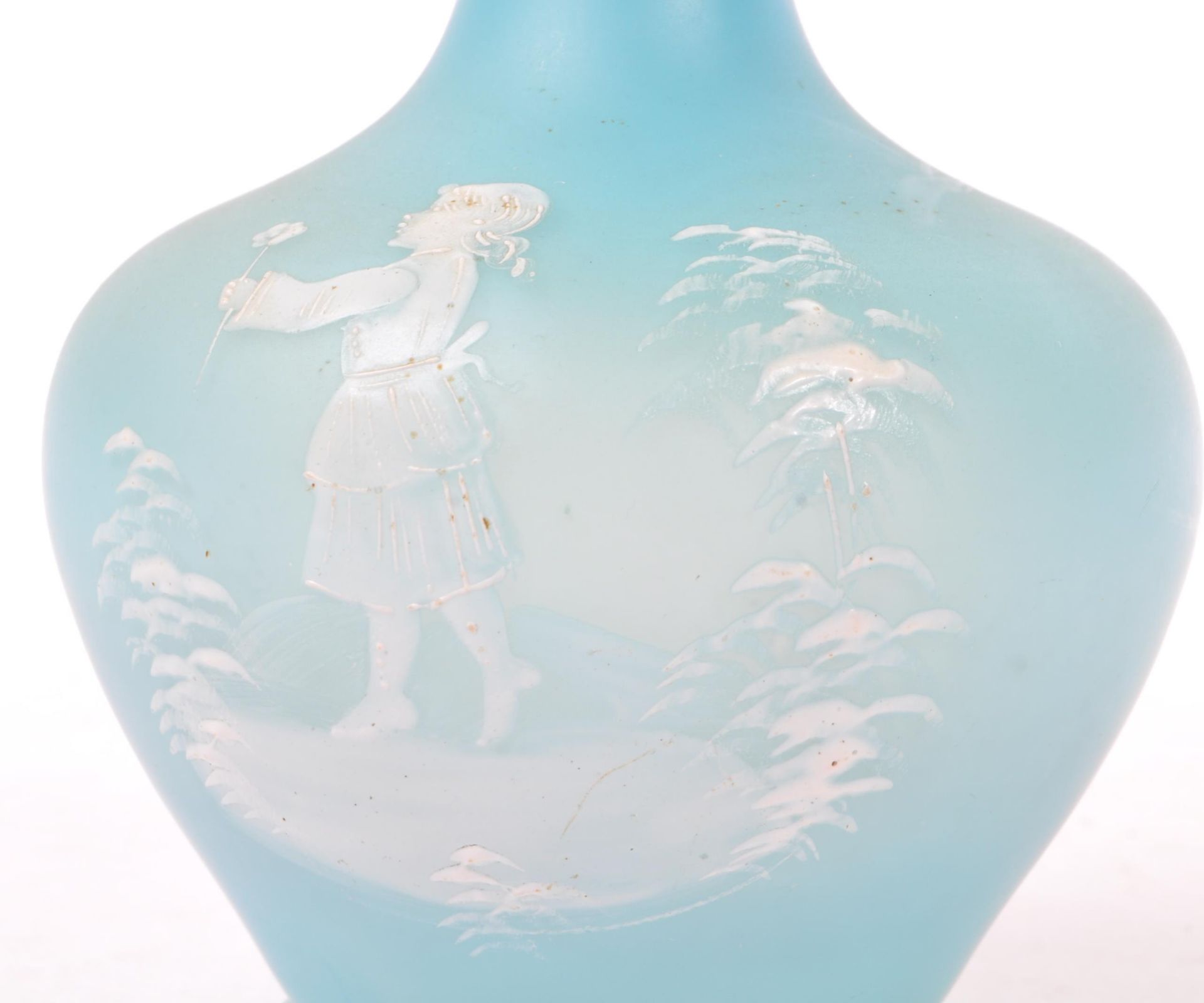MARY GREGORY - VICTORIAN BLUE GLASS VASE W/ OTHER VASE - Image 6 of 8