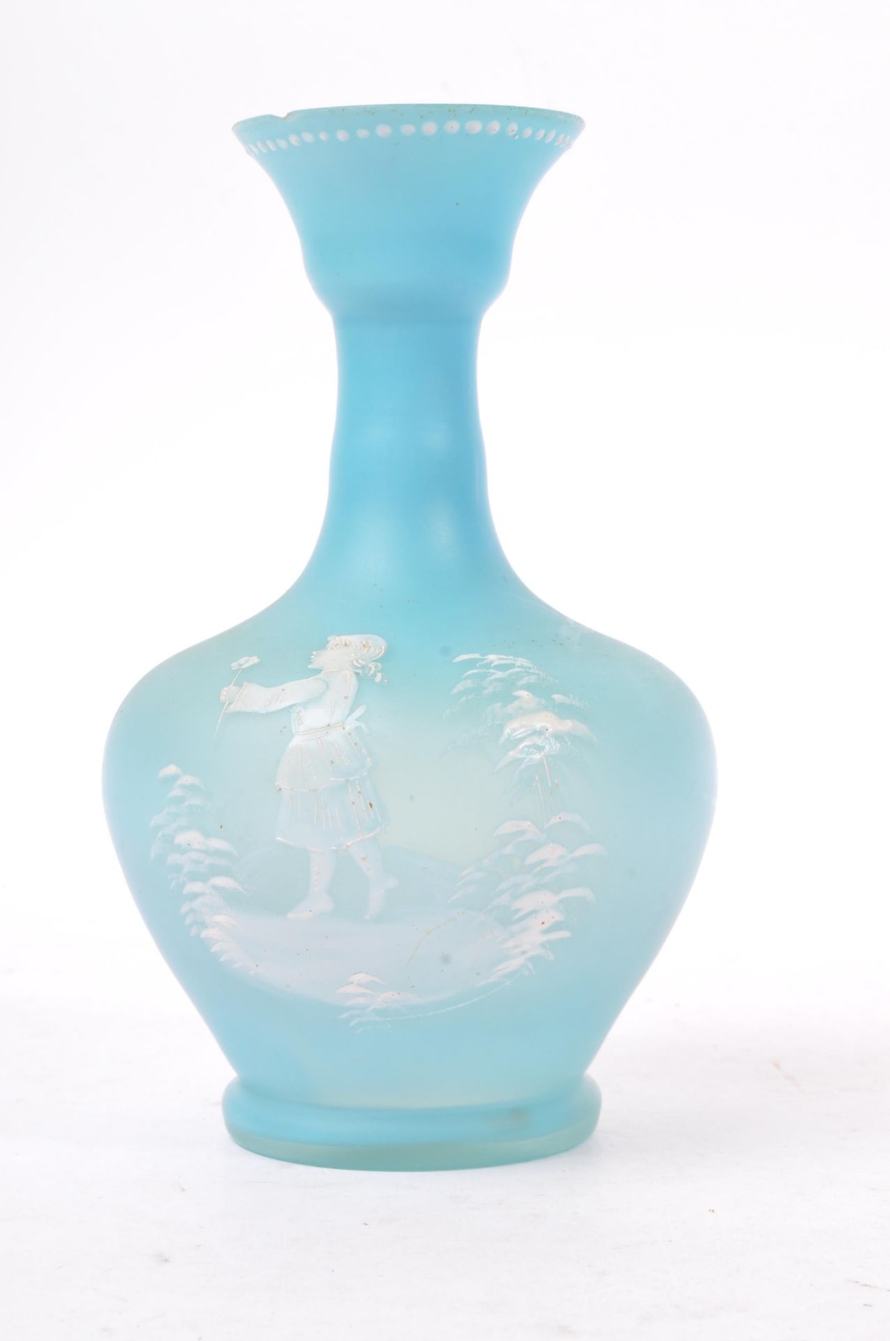 MARY GREGORY - VICTORIAN BLUE GLASS VASE W/ OTHER VASE - Image 5 of 8