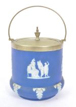 WEDGWOOD - JASPERWARE - EARLY 20TH CENTURY BISCUIT BARREL