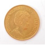 ROYAL DUTCH MINT - EARLY 20TH CENTURY 10 GUILDER GOLD COIN