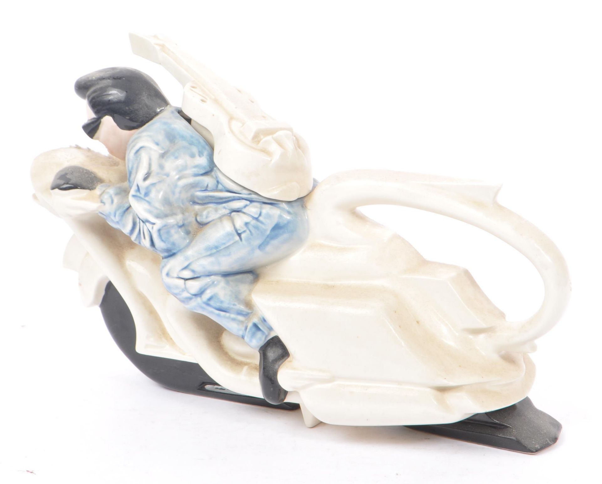 SILVER CRANE ROCKER ON A MOTORBIKE CERAMIC TEAPOT - Image 3 of 7