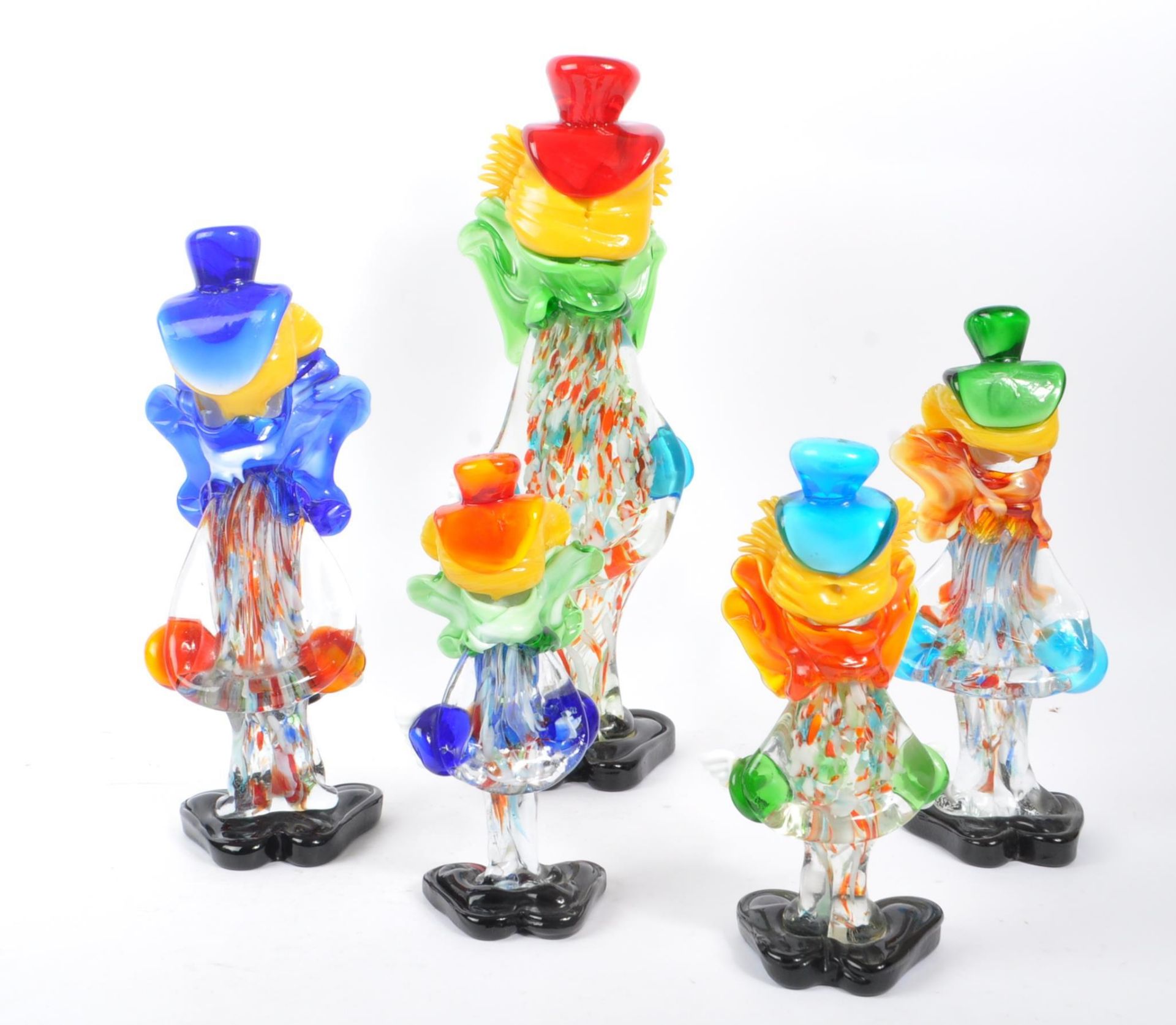 COLLECTION OF FIVE STUDIO GLASS MURANO CLOWNS - Image 6 of 7