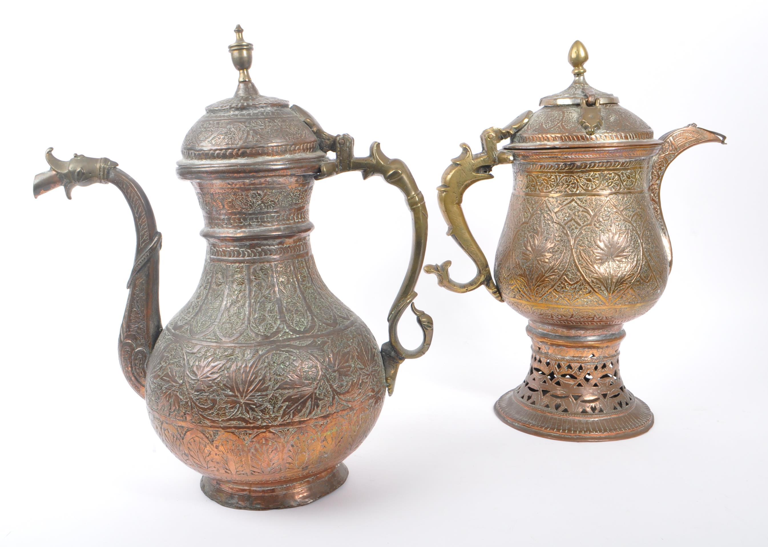 TWO EARLY 20TH CENTURY INDIAN / TIBETAN WATER JUGS - Image 2 of 8