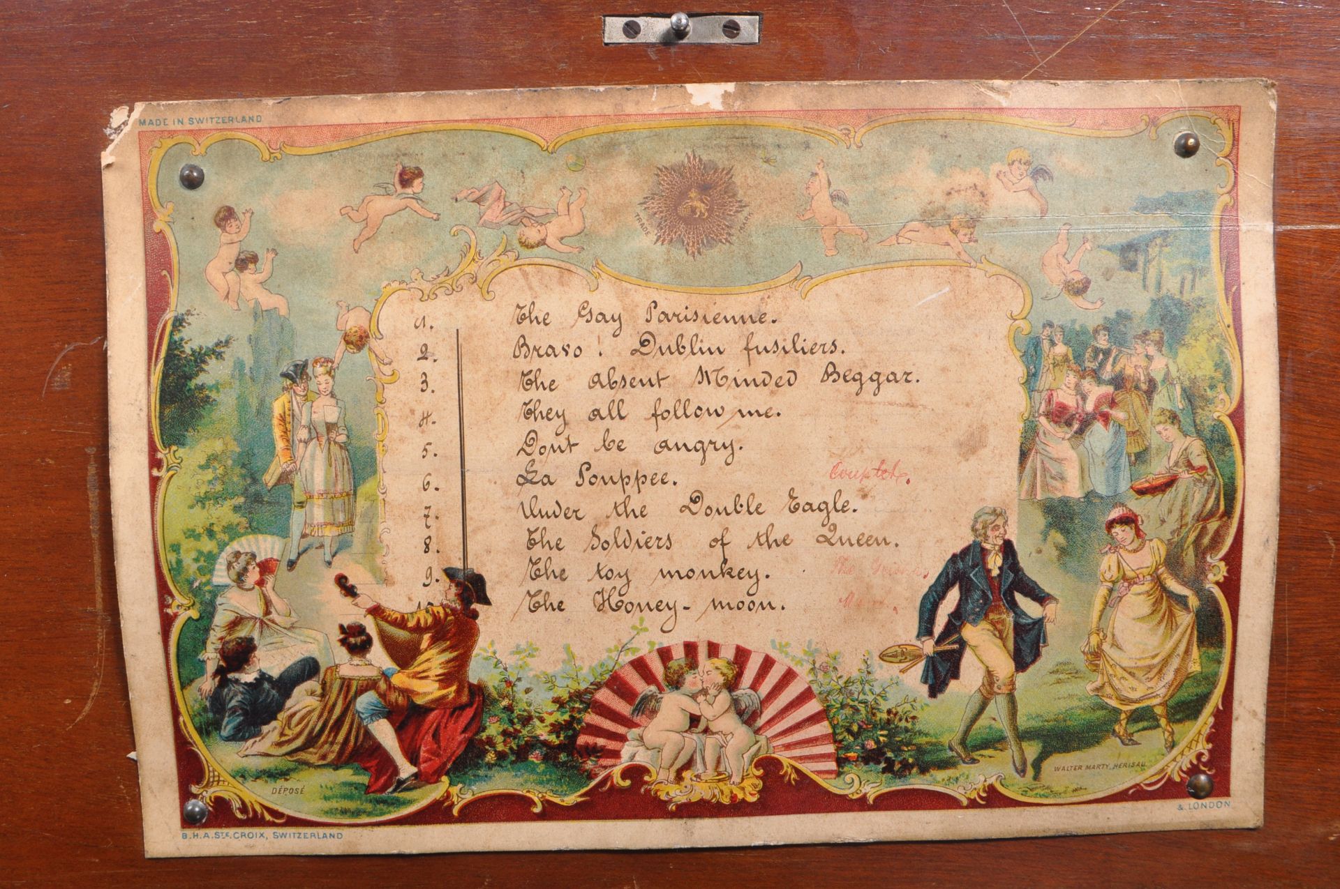 LATE 19TH CENTURY SWISS WALNUT CYLINDER MUSIC BOX - Image 5 of 8