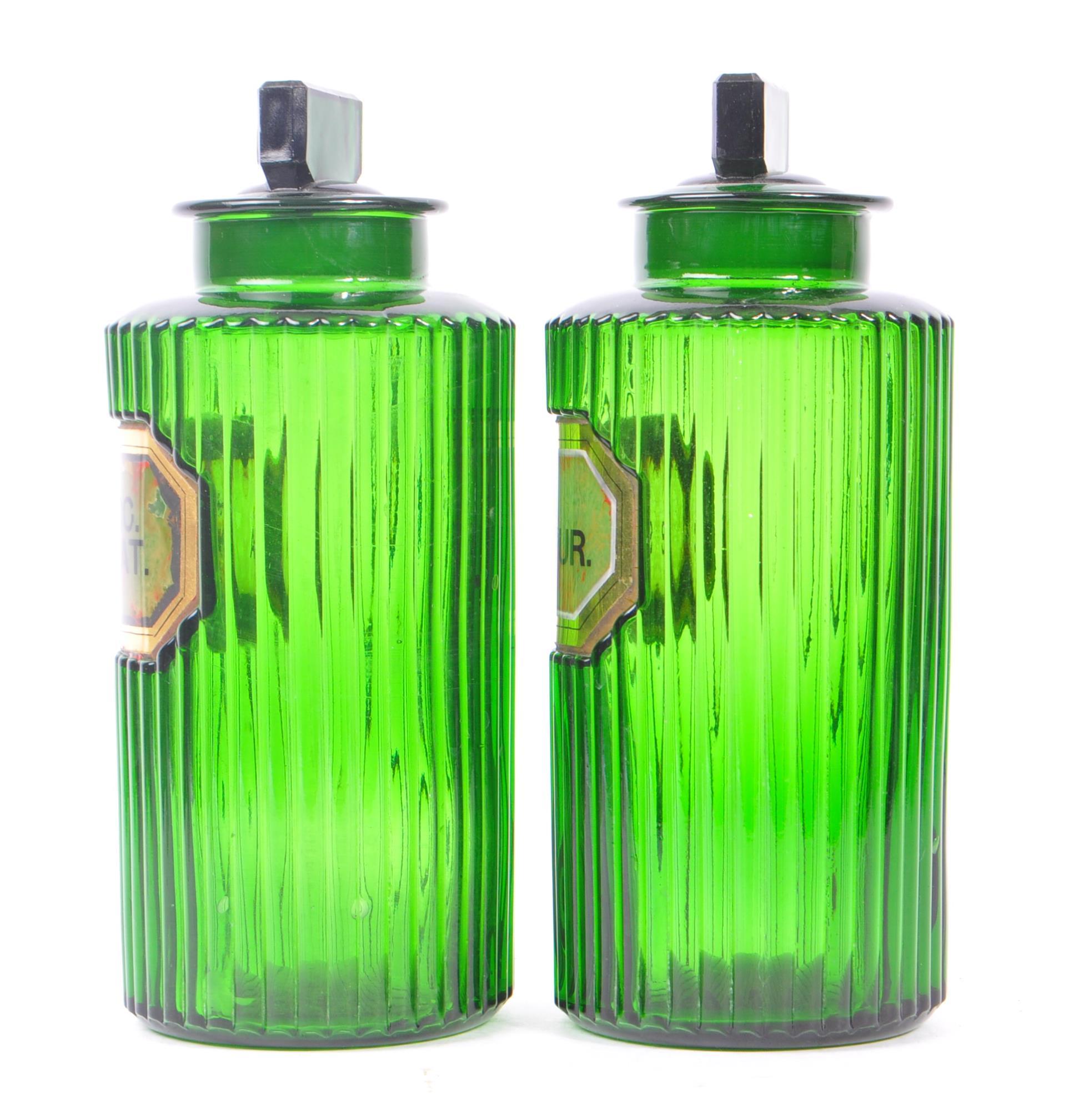 PAIR OF 20TH CENTURY GREEN GLASS APOTHECARY POISON BOTTLES - Image 2 of 5