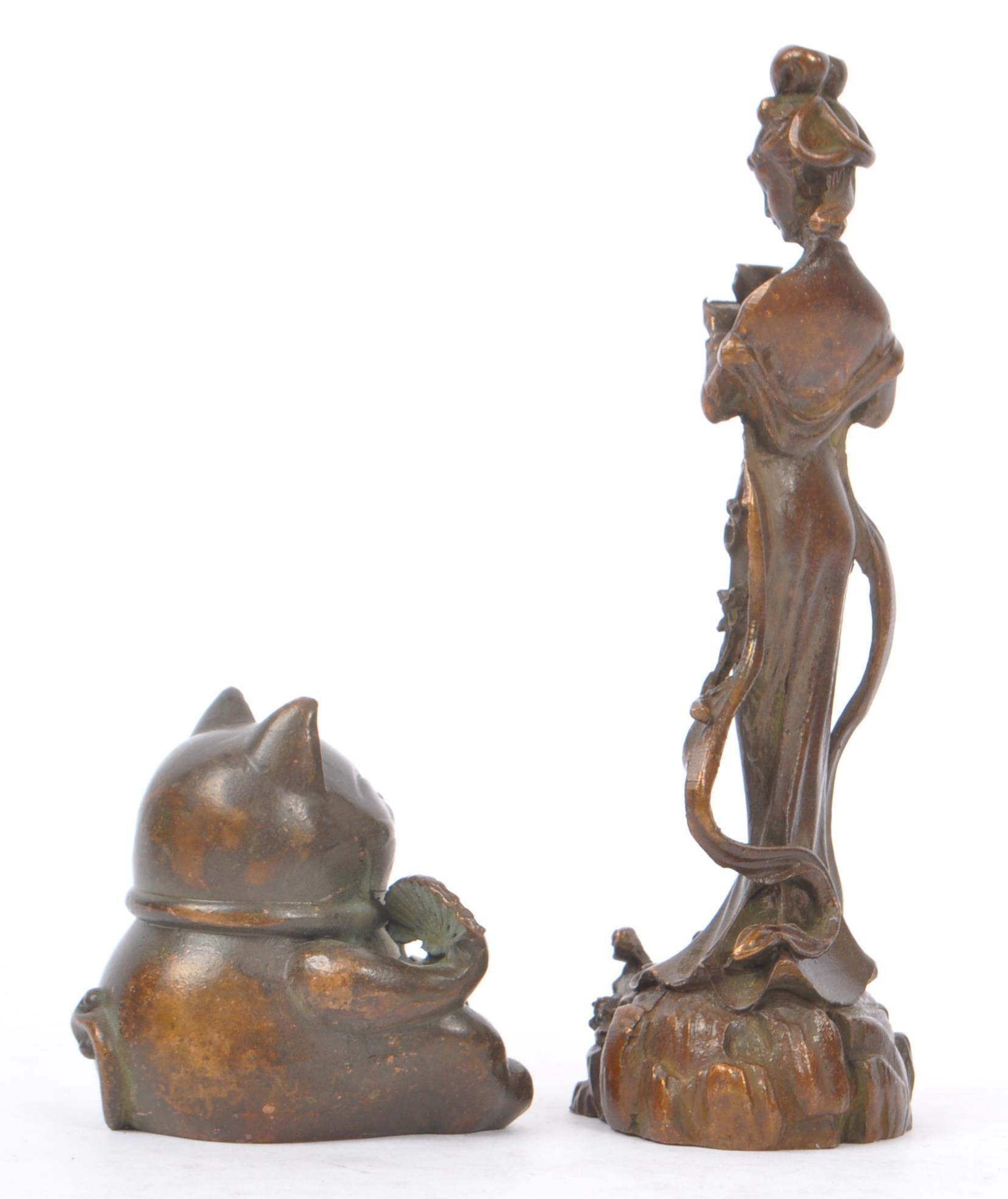 TWO CHINESE BRONZE FIGURE ORNAMENTS - Image 2 of 5