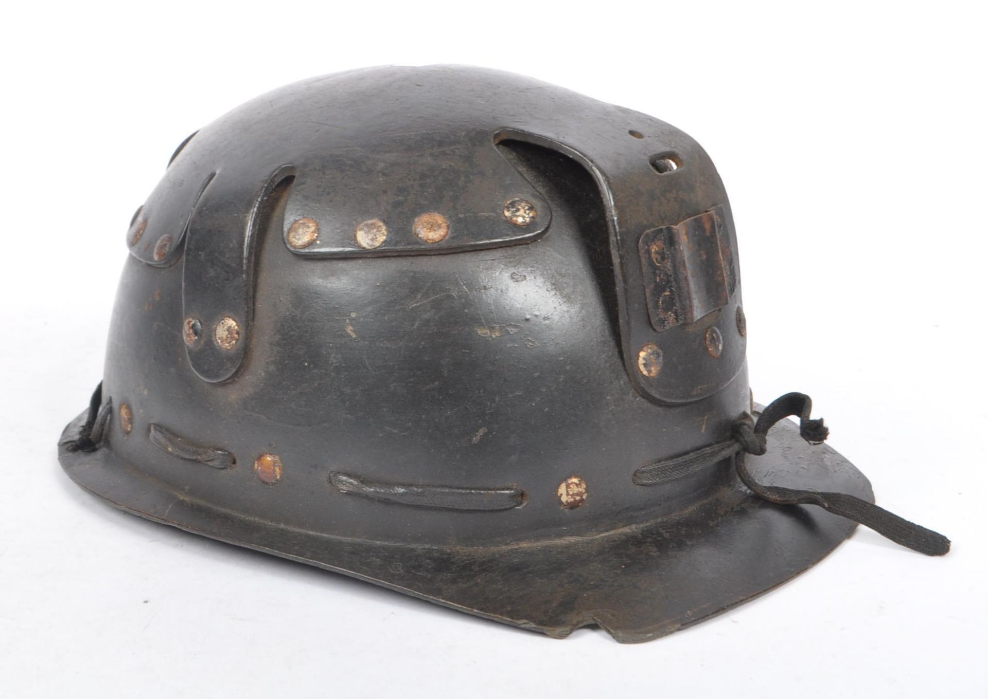 MID CENTURY LEATHER COAL MINERS SAFETY HELMET