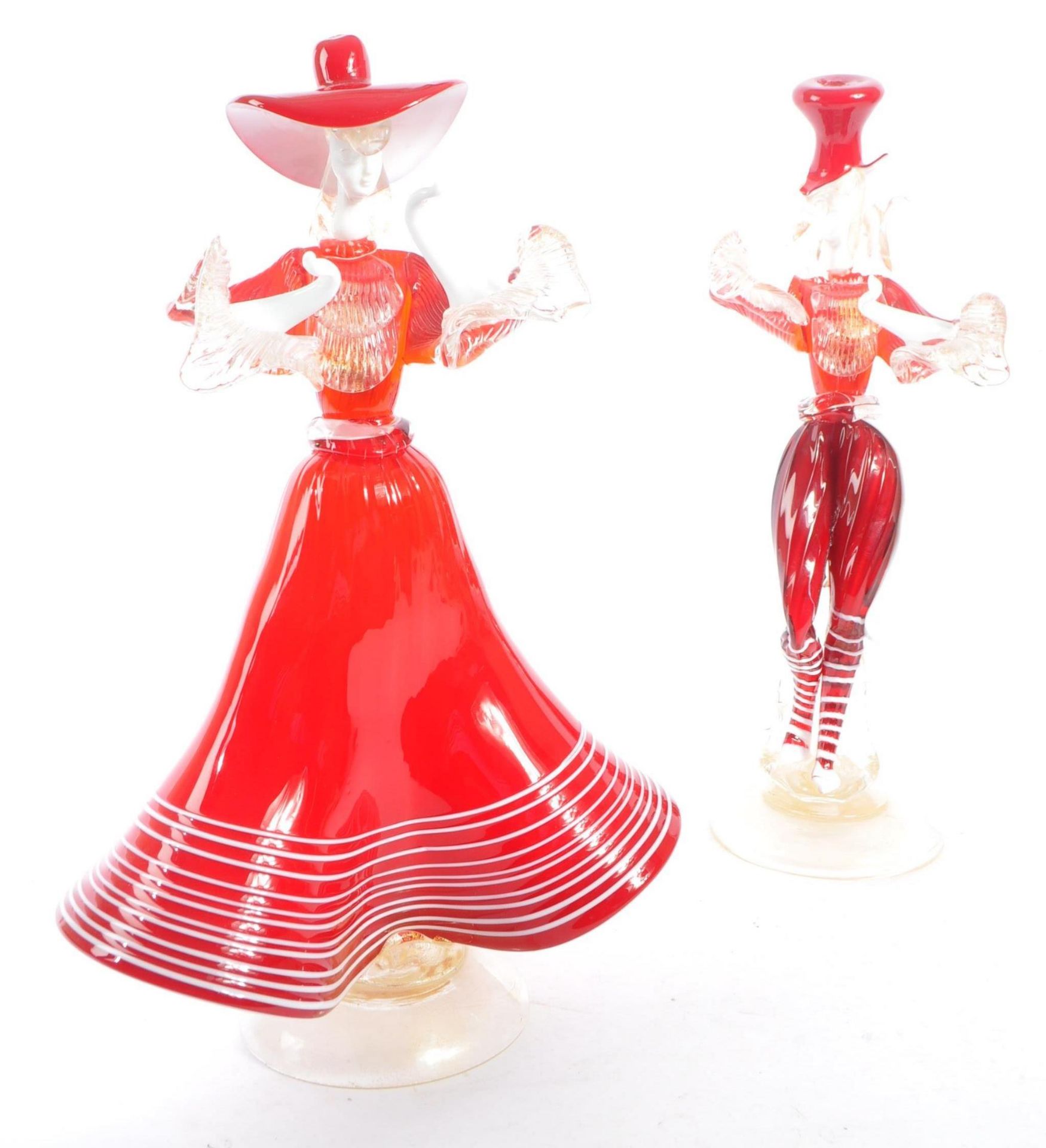 MURANO GLASS - TWO MID 20TH CENTURY PAIR OF GLASS DANCERS