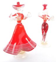 MURANO GLASS - TWO MID 20TH CENTURY PAIR OF GLASS DANCERS