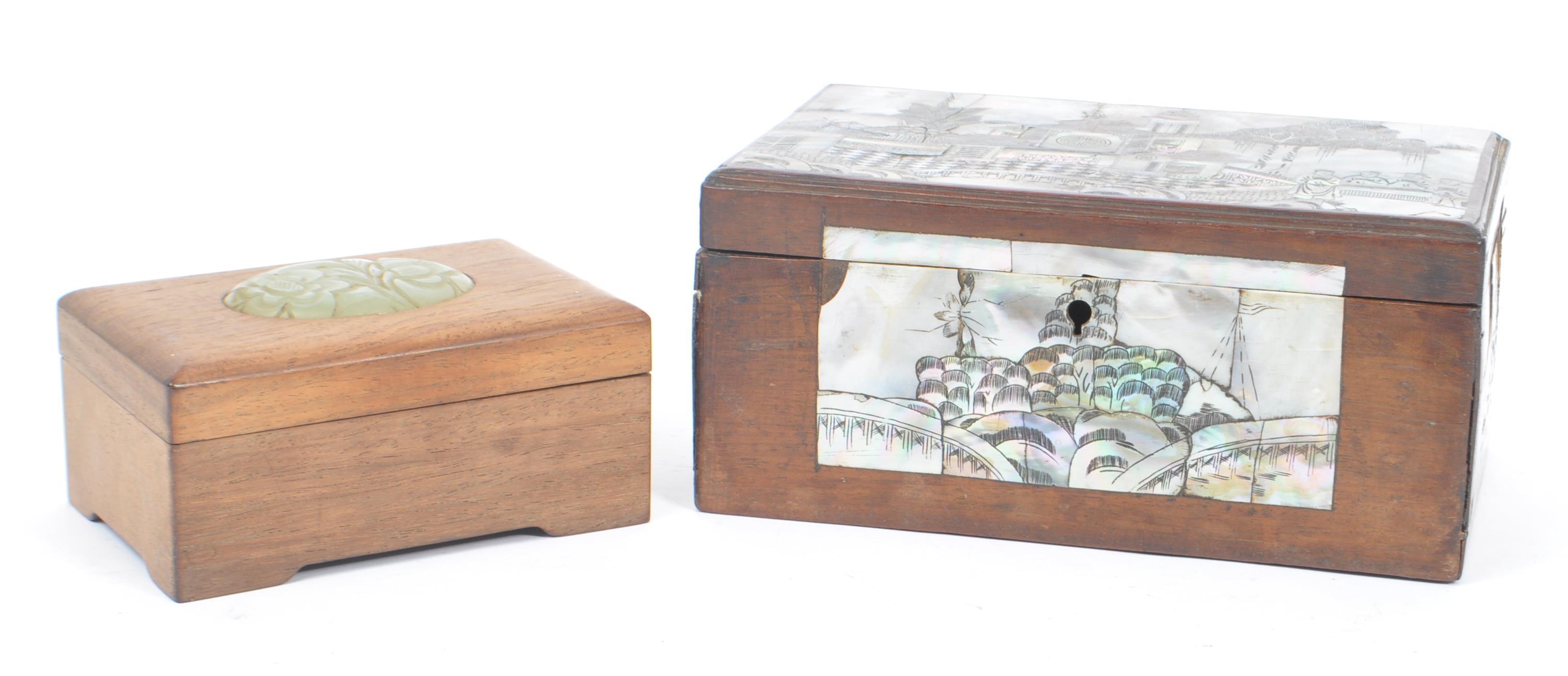 TWO 20TH CENTURY CHINESE INLAID JEWELLERY BOXES