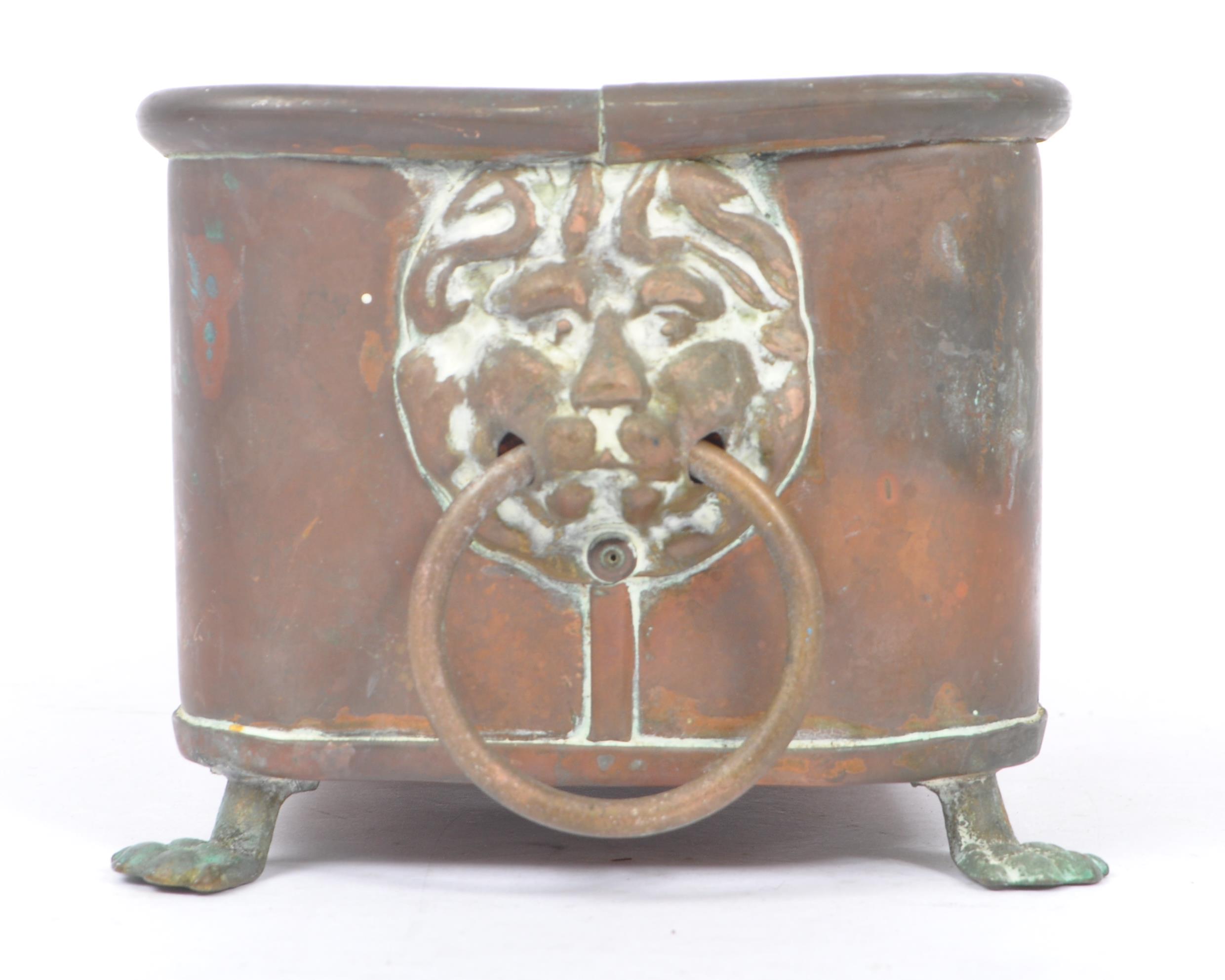 19TH CENTURY COPPER TROUGH / PLANTER WITH LION HEAD HANDLES - Image 2 of 6
