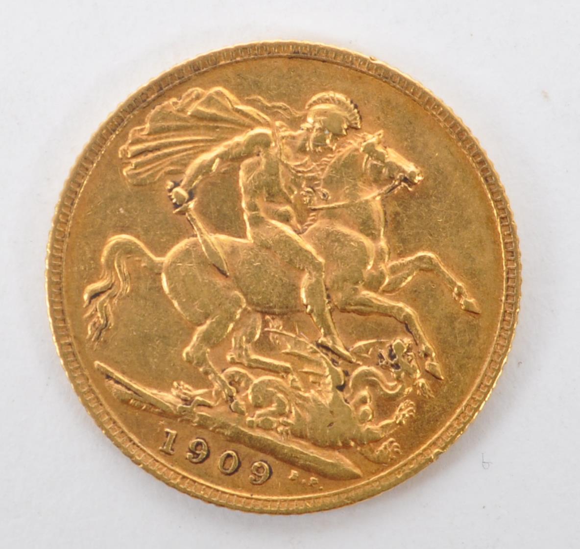 1909 EDWARD VII GOLD FULL SOVEREIGN COIN - Image 2 of 2