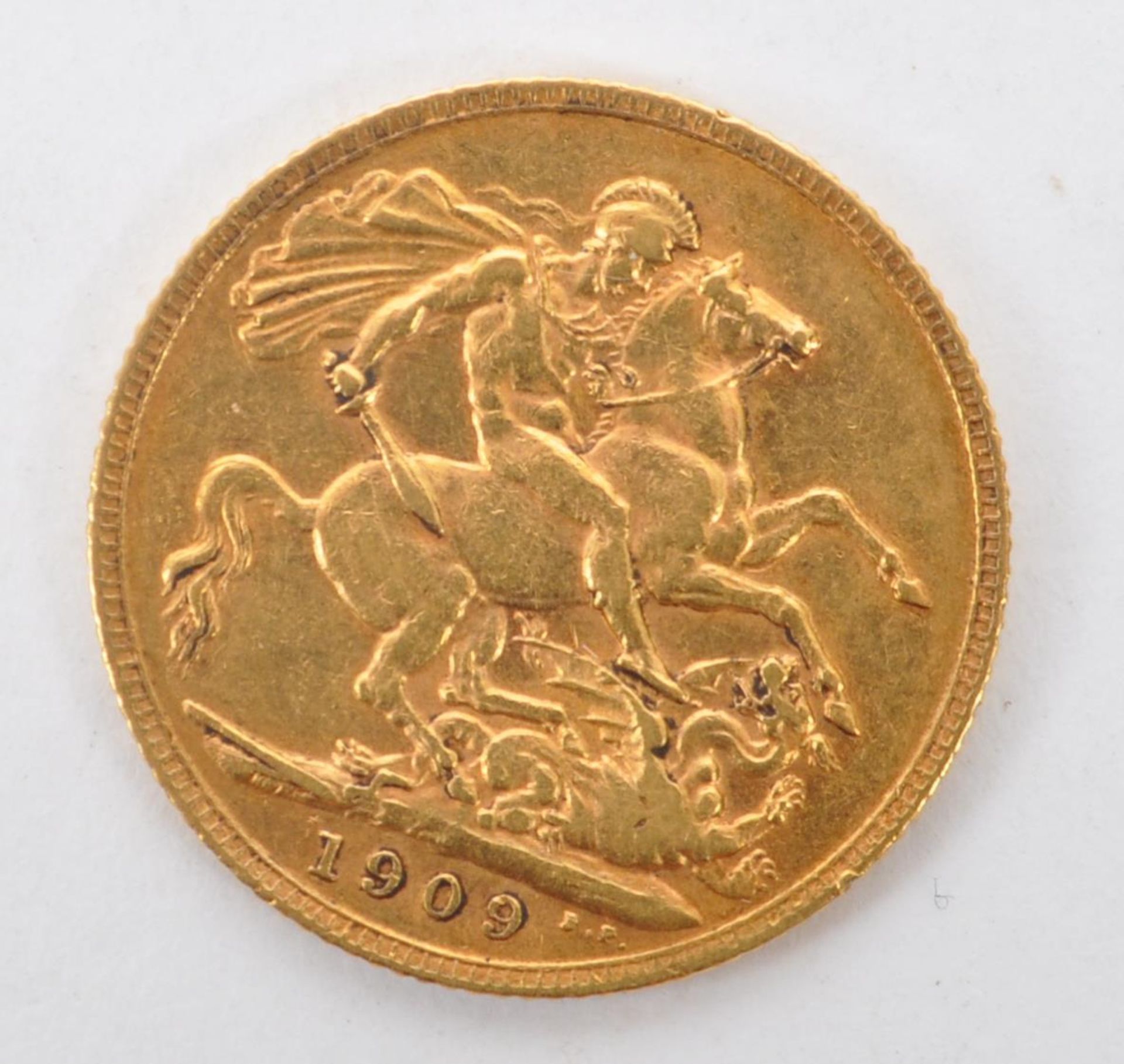 1909 EDWARD VII GOLD FULL SOVEREIGN COIN - Bild 2 aus 2