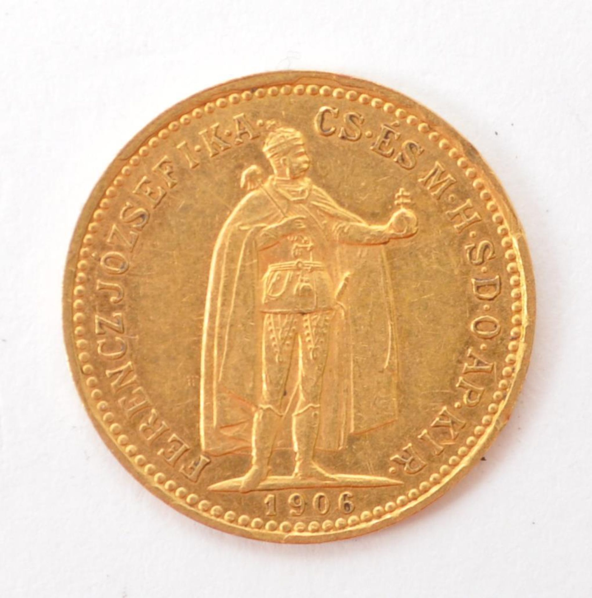 HUNGARIAN FRANZ JOSEPH I 1906 10 KORONA GOLD COIN