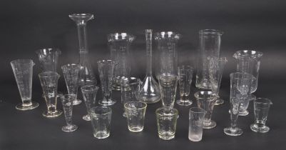 COLLECTION OF GLASS SCIENTIFIC CHEMICAL MEASURING EQUIPMENT