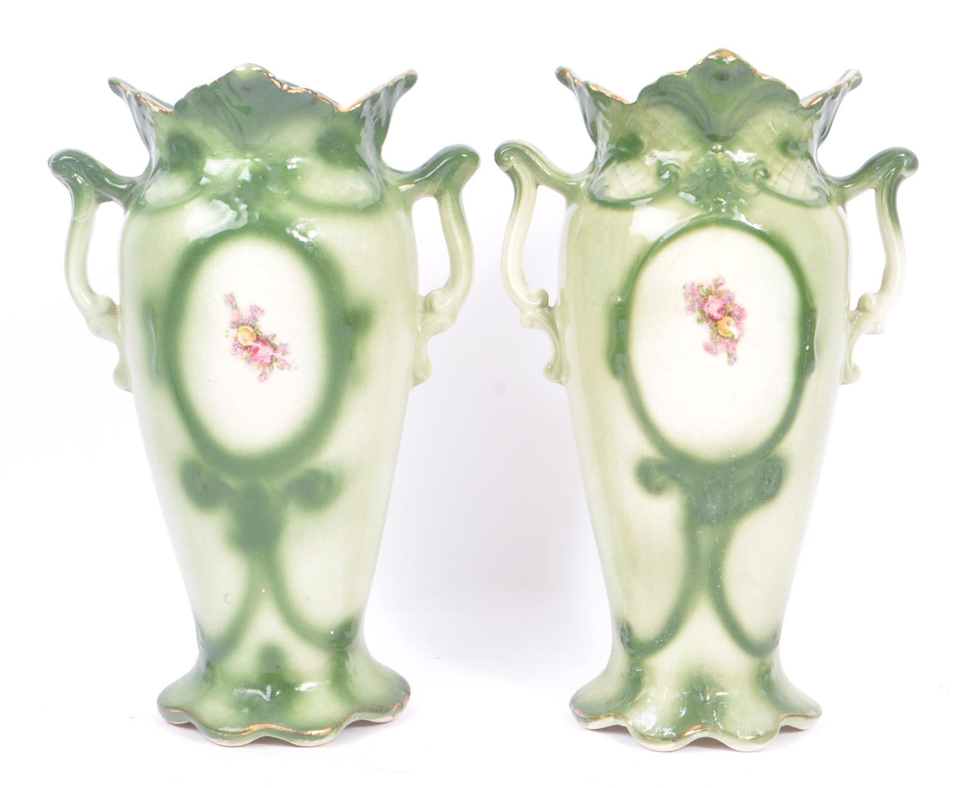 PAIR OF 19TH CENTURY AMPHORA CERAMIC POTTERY VASES - Image 4 of 9