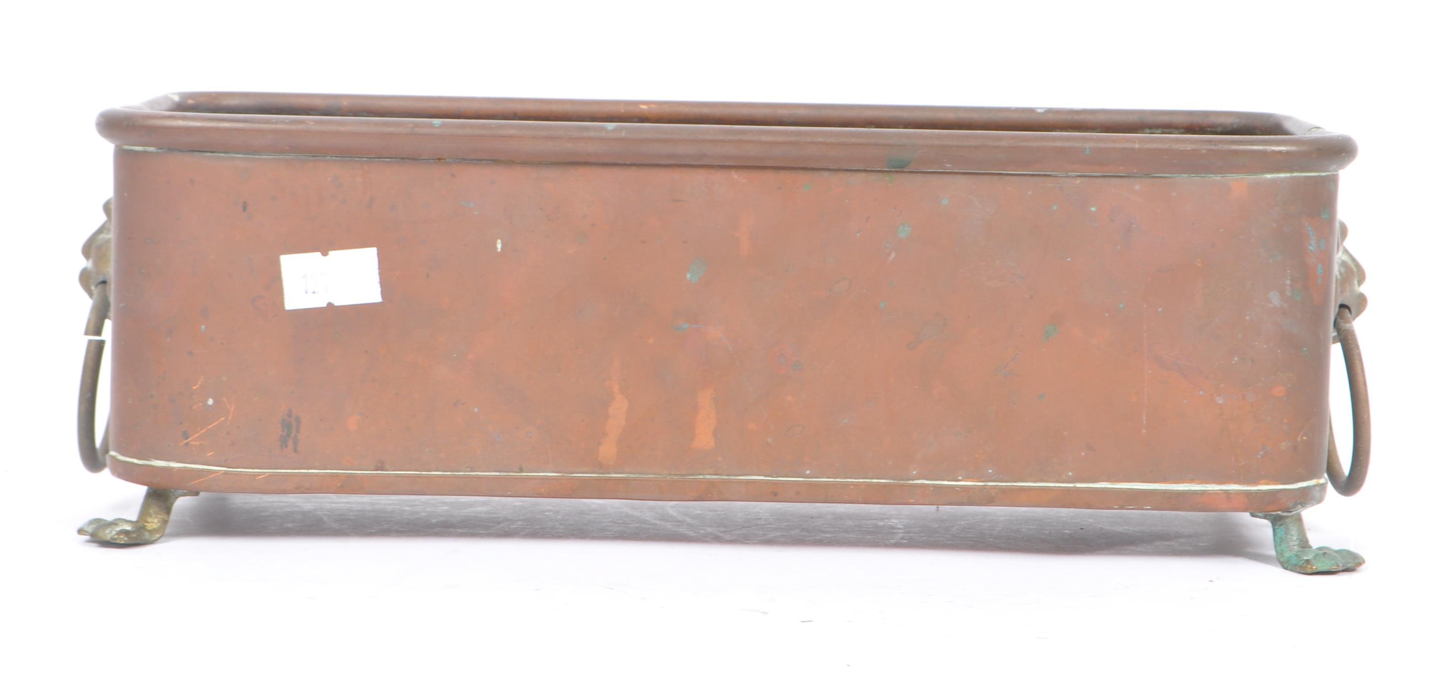 19TH CENTURY COPPER TROUGH / PLANTER WITH LION HEAD HANDLES - Image 3 of 6